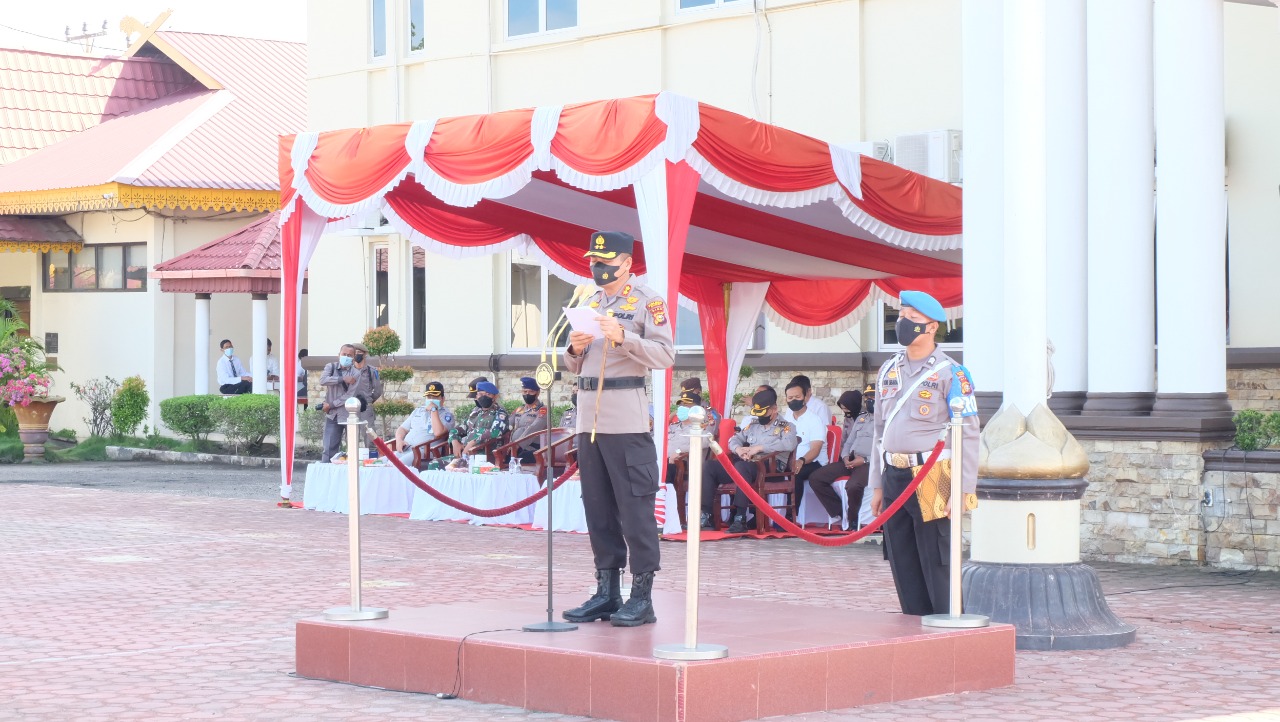 Kapolres Pimpin Langsung Apel Gelar Pasukan Operasi Zebra Lancang Kuning 2021 di Wilkum Polres Dumai