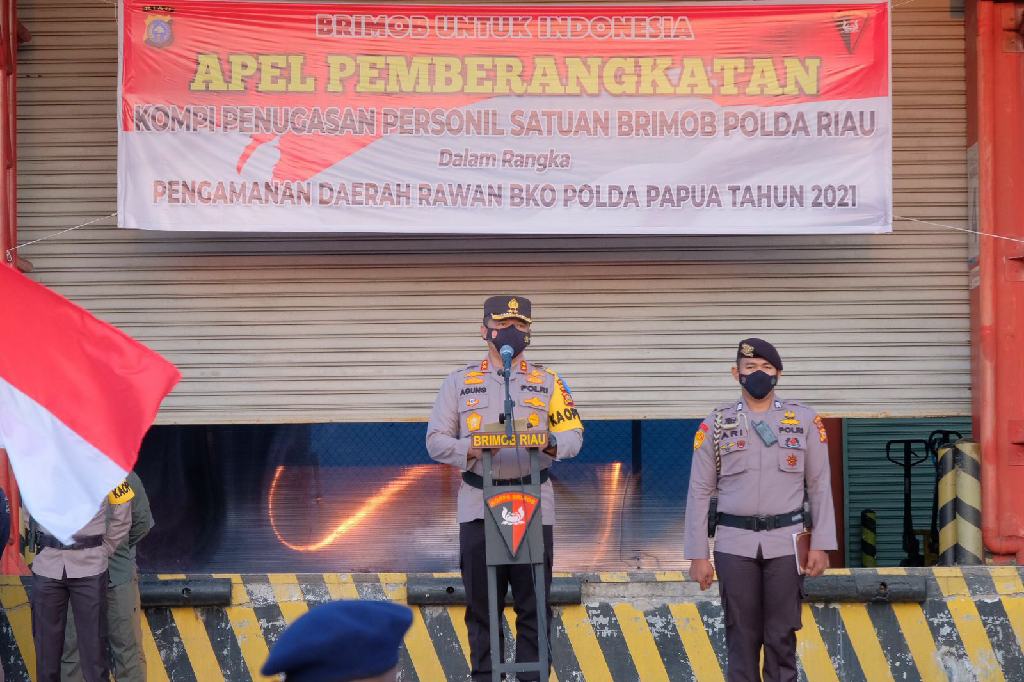 Lepas Keberangkatan Pasukan Brimob BKO Papua, Ini Pesan Kapolda Riau