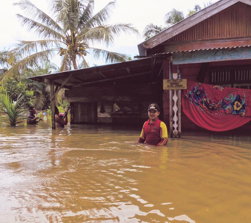 Banjir Melanda Desa Penyaguan, Inhu, 183 KK Terdampak