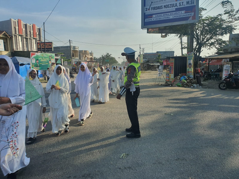 Polres Aceh Utara Berhasil Amankan Pawai Isra Mi'raj Nabi Muhammad SAW 1445 H